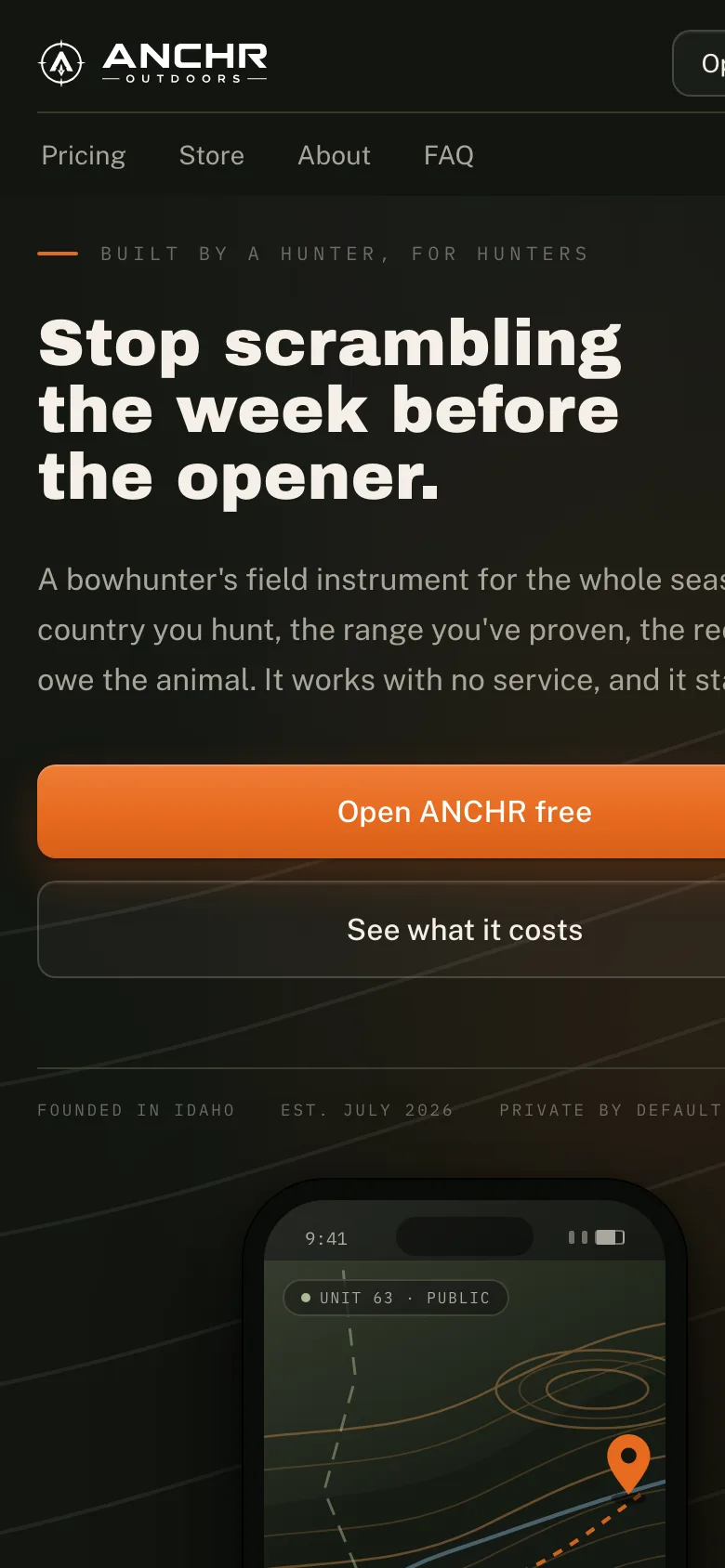 ANCHR Outdoors on a phone